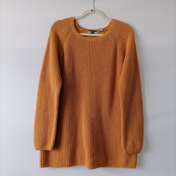 525 America Womens Yellow Crewneck Back Slit Chunky Knit Sweater Size L - Picture 1 of 8